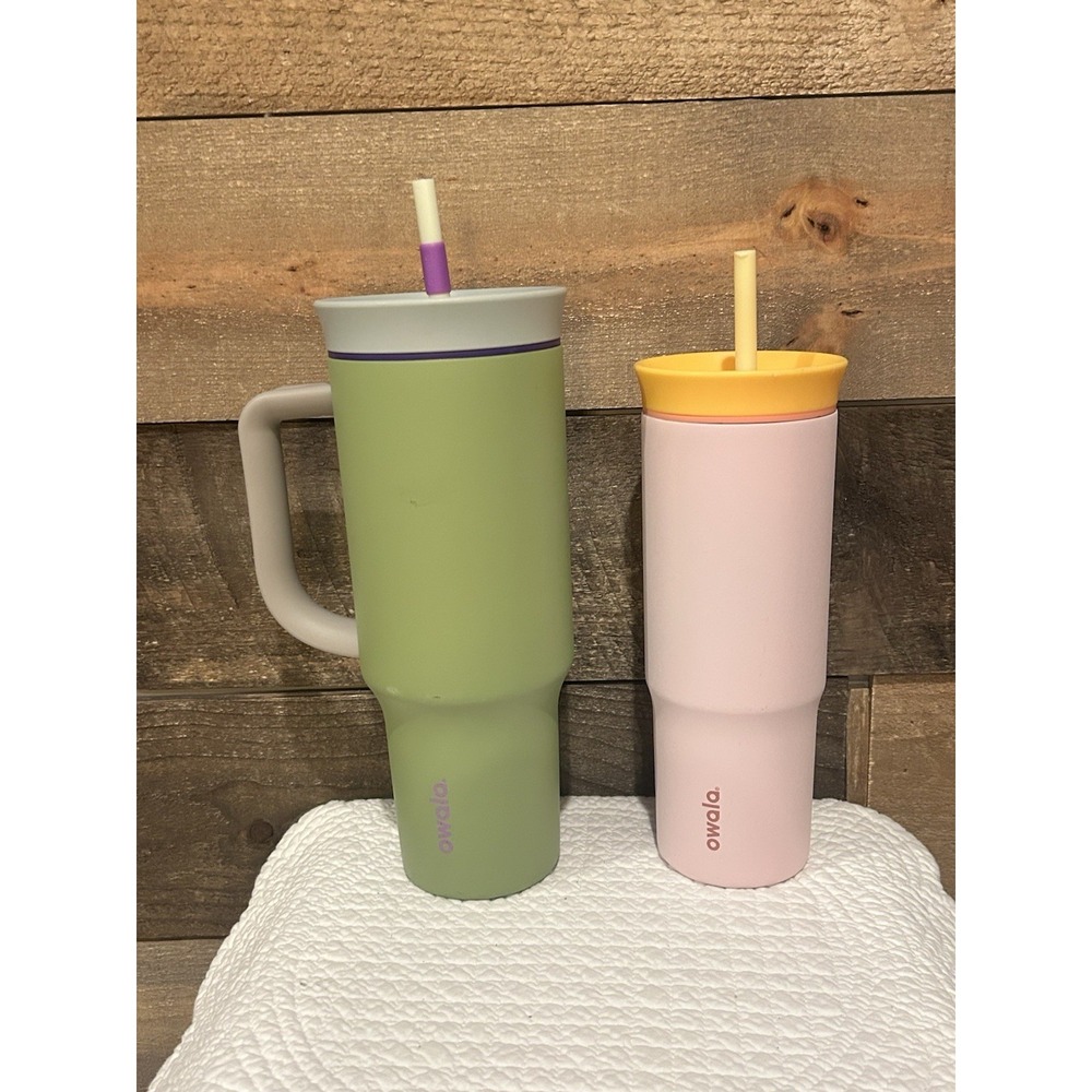 Owala Green & Pink Insulated Travel Tumblers with Straw - 2 Pack